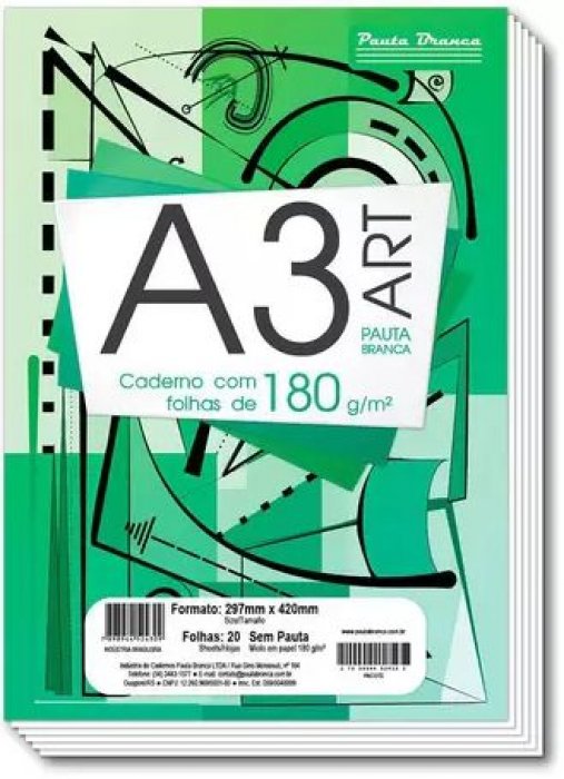 Bloco Desenho Pauta Branca A3 180GR BR 20FL - 524309