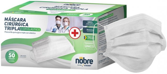 Mascara Cirurgica Tripla C/Arame PCT/50 Nobre Branca