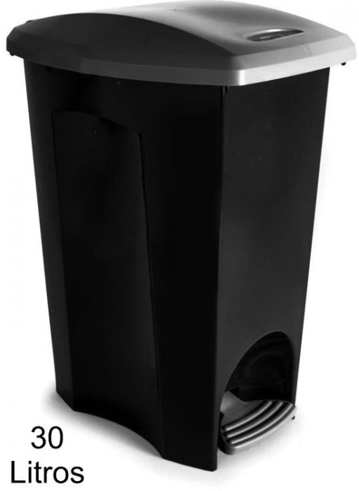 Lixeiro Plastico C/Pedal 30L Preto Ref.3496 Plasutil