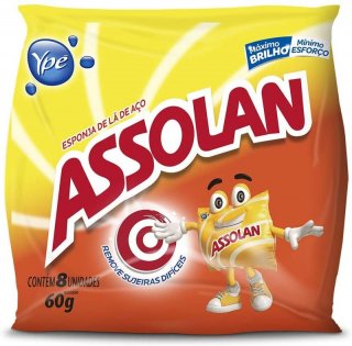 Esponja La de Aco Assolan Ype 45Gr C/8 - Palha de Aco