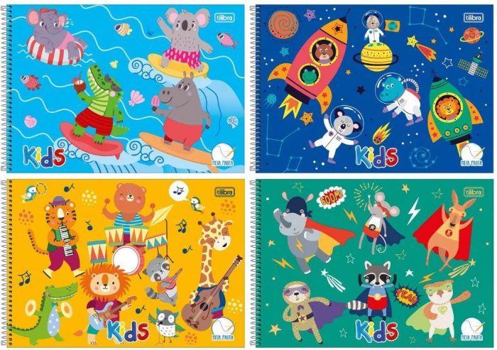 Caderno CD Esp Meia Pauta 40 FLS Sapeca/Kids Masc 63GR Tilibra