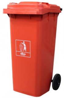 Lixeiro/Coletora Plastica 120L C/ Rodas Lar.Esc. Mod.Europeu