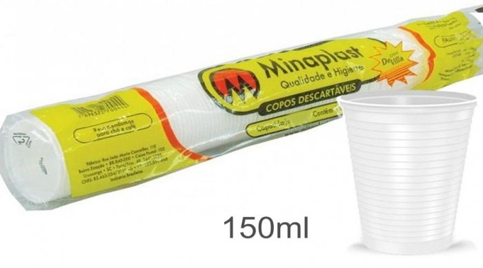 Copo Agua 150ML Branco PCT/100 Happy/Minaplast Ps