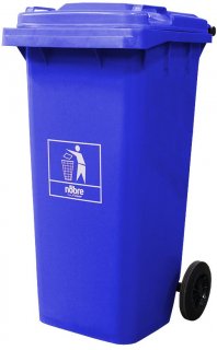 Lixeiro/Coletora Plastica 120L C/ Rodas Azul Mod.Europeu