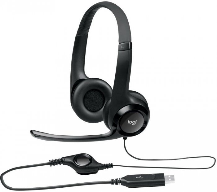Headset Usb Fone C/microfone Biauricular Logitech H390 Couro