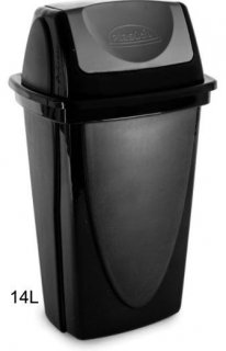 Lixeiro Plastico Basculante 14L Preto Plasutil