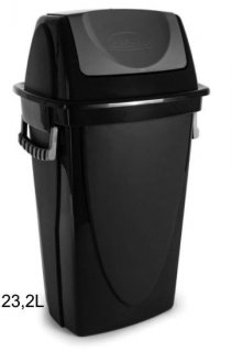 Lixeiro Plastico Basculante 23L Preto Plasutil