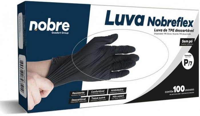Luva Nobreflex/Tpe Preta 7-P S/Po Descartavel C/100