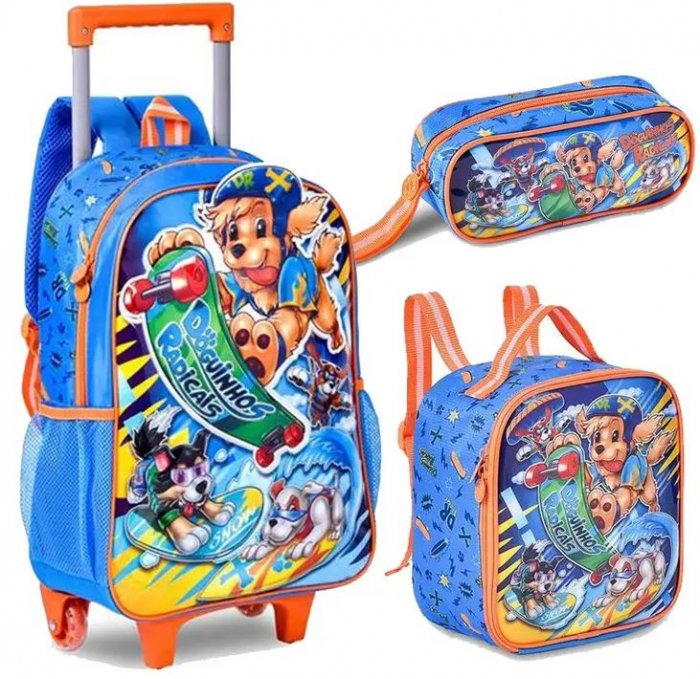 Mochila Carrinho+ Lancheira+ Penal Clio Doguinhos Radicais Dr24558K