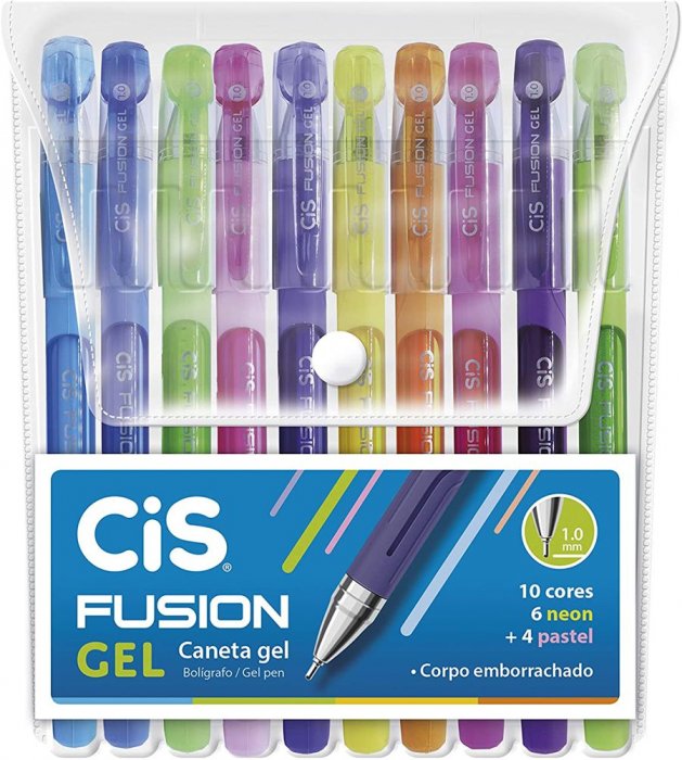Caneta CIS Fusion Gel 1.0 Estojo C/10 Cores