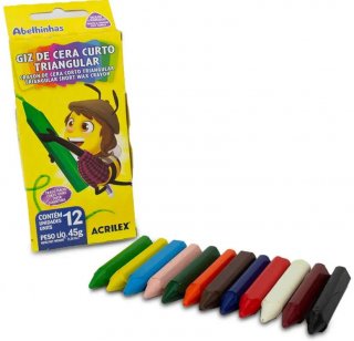 Giz Cera Curto Grosso Triangular** Acrilex 12 Cores 09412