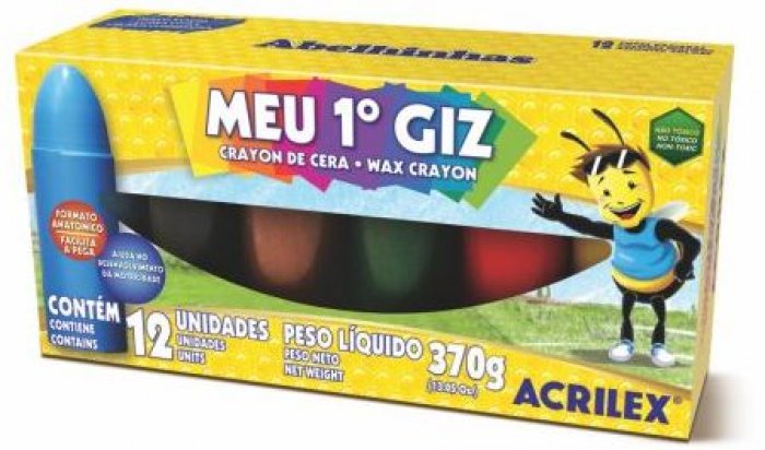 Giz Cera Grosso Jumbo Meu Primeiro Giz 12CORES 9512 Acrilex