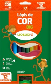 Lapis Cor  Leoleo Big/jumbo Triangular + 1 Apont. 12Cores 4194  Leonora