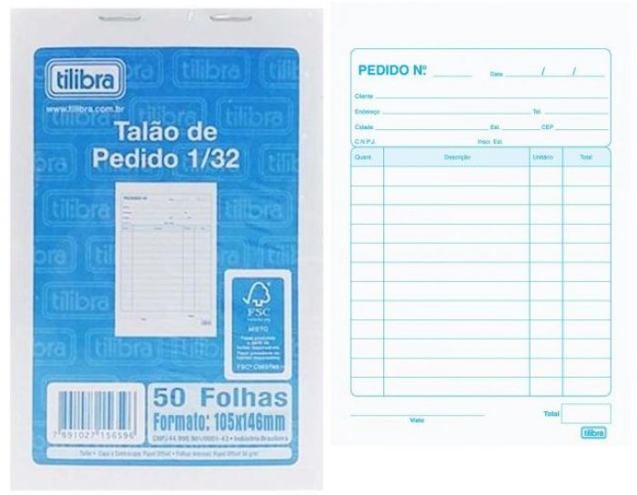 Bloco Pedido Tilibra Pequeno 50 FLS Multivias 1V 1/36
