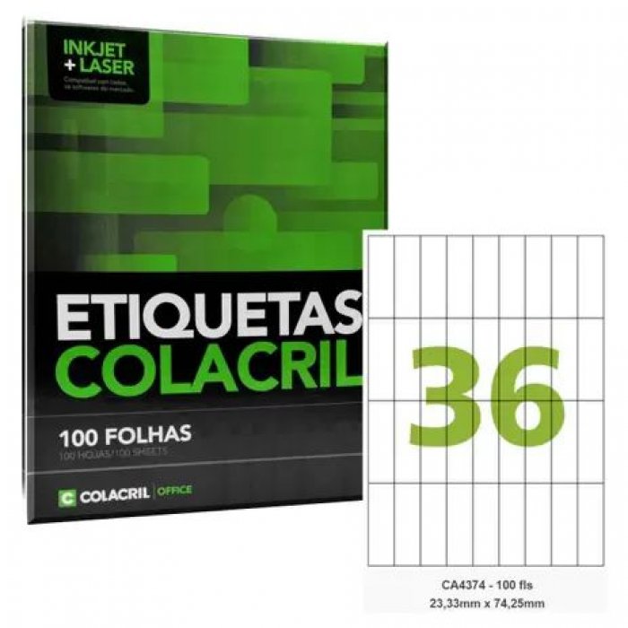 Etiqueta CA4374/4501 C/36 23,33X74,25MM Colacril 100FLS