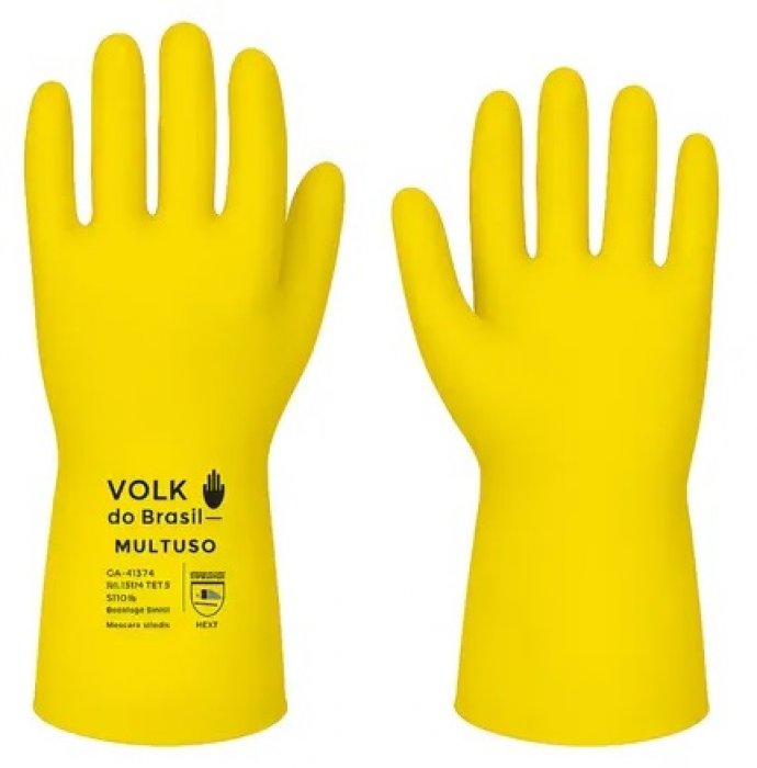 Luva Latex Amarela 7-P Volk Slim Forrada CA38310