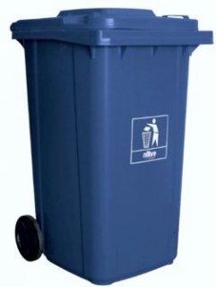 Lixeiro/Coletora Plastica 240L C/ Rodas Azul Mod.Europeu