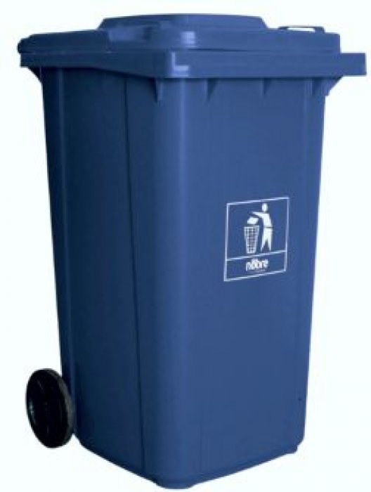 Lixeiro/Coletora Plastica 240L C/ Rodas Azul Mod.Europeu