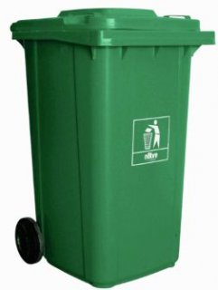 Lixeiro/Coletora Plastica 240L C/ Rodas Verde Mod.Europeu