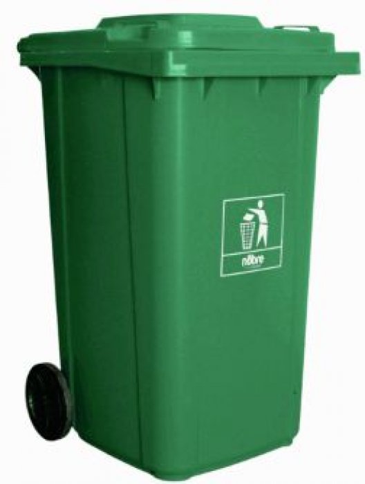 Lixeiro/Coletora Plastica 240L C/ Rodas Verde Mod.Europeu