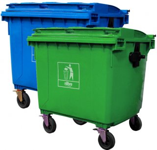 Lixeiro/Coletora Plastica 660L C/Rodas Nobre Azul/Verde