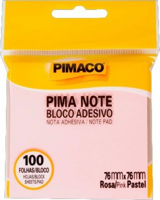 Bloco Adesivo *Pimaco* 76X76MM Rosa Pastel 100FLS