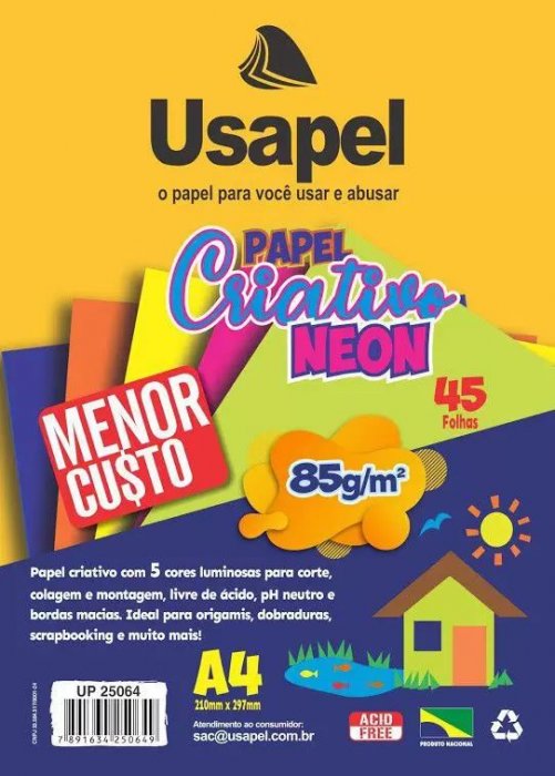 Creative Usapel Neon 85GR A4 45FLS 5 Cores 25064