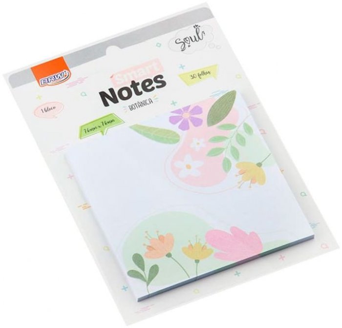 Bloco Adesivo BRW Smart Notes Botanica BA7655 76X76 30FLS