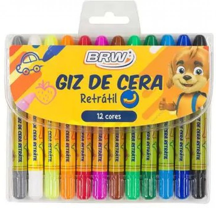 Giz Cera Retratil Brw Aquarelavel Gz1204 12 Cores