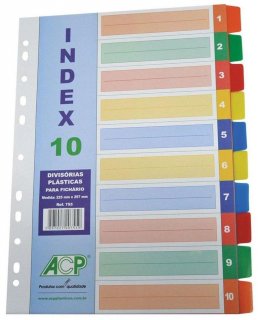 Indice P/ Fichario Univ. Index 10 Div A4 Color Acp 224X295