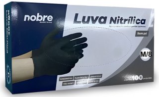 Luva Nitrilica Preta *8-M* S/po Cx/100 Nobre/vabene