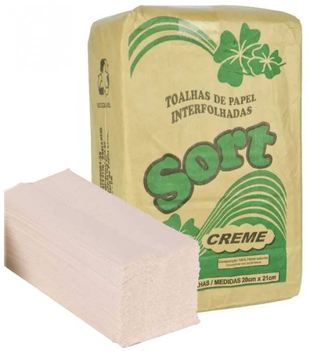 Papel Toalha Creme Interf. Sort 28GR 20X21 C/1000FLS