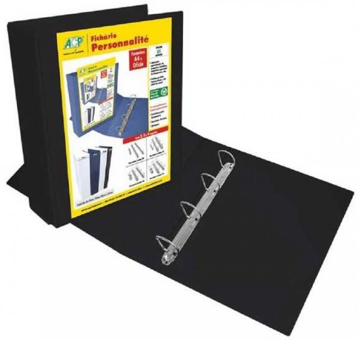 Fichario 4 Argolas 4754 ACP Preto Lb-A4 7,5CM Personalizavel