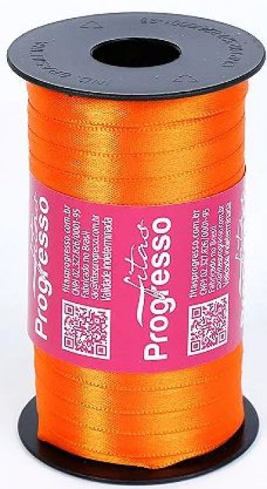 Rolo Fita Cetim 07MM 100M Laranja 066 Progresso