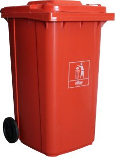 Lixeiro/Coletora Plastica 240L C/ Rodas Vermelho Mod.Europeu