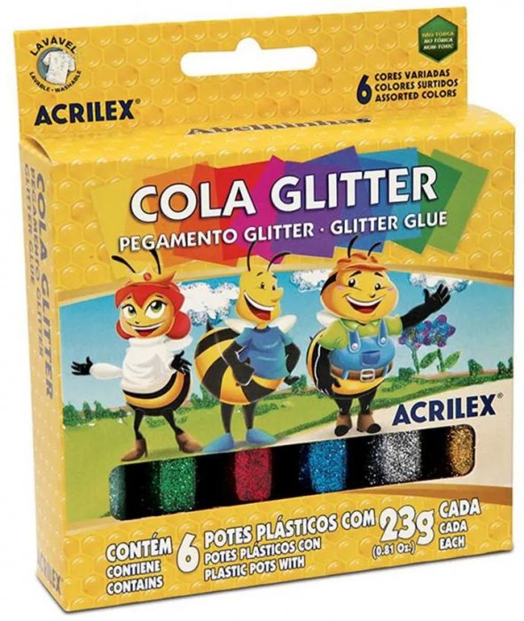 Cola Gliter  *cx/6 Cores  23Gr Cada  02923  Acrilex