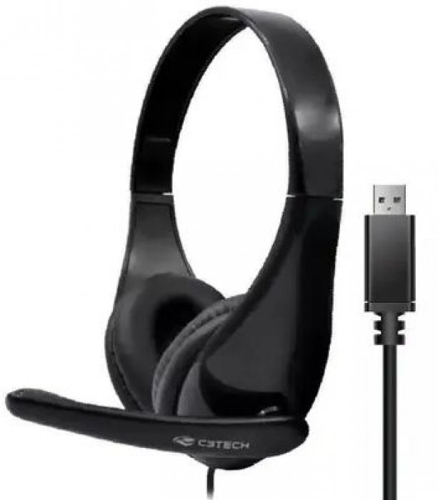 Headset USB Fone C/Microfone Biauricular C3TECH Ph-340BK