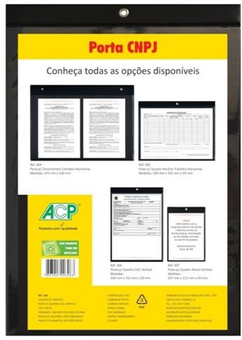 Porta Cnpj/Alvara Vertical ACP 306 240X315 C/Ilhos 306P