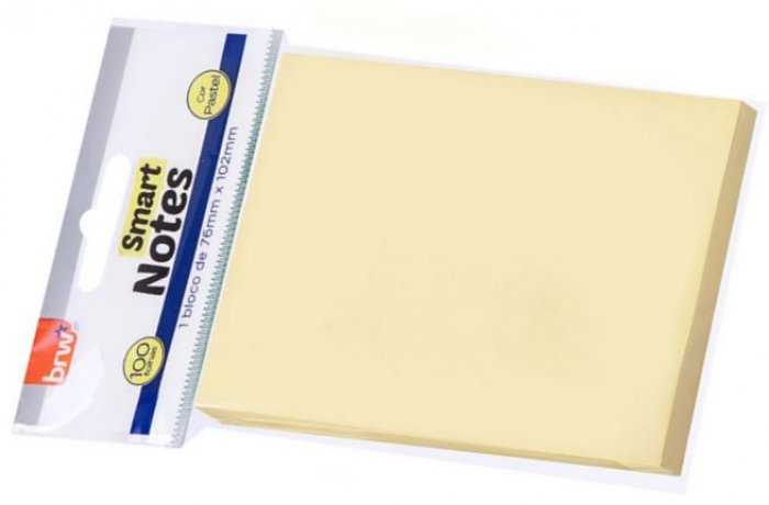 Bloco Adesivo BRW 76X102 Amarelo 100FLS BA7501