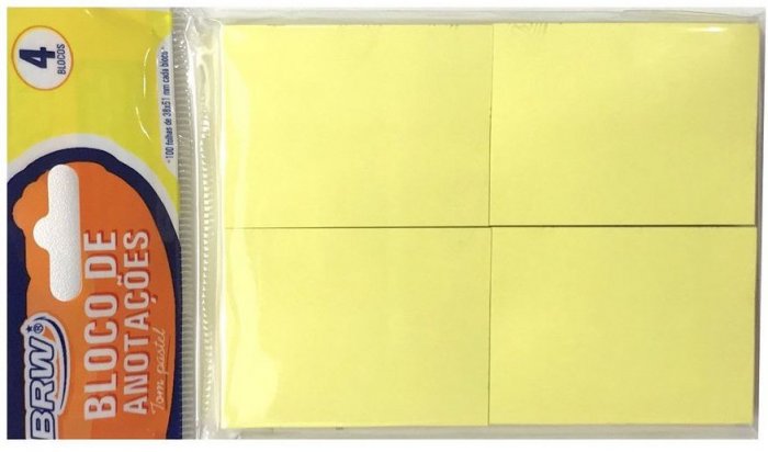 Bloco Adesivo **BRW** 38X51* Amarelo C/4 400FLS BA3801