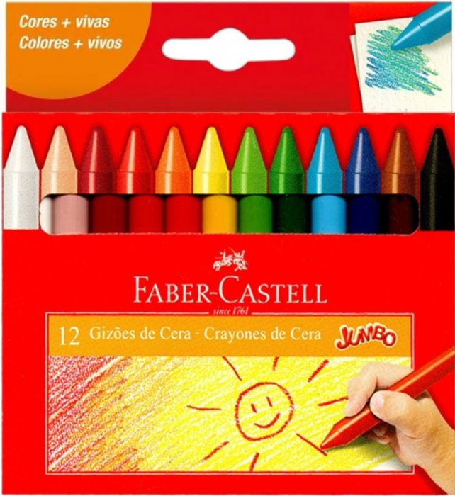 Giz Cera Grosso Gizao 12 Cores Faber 141112