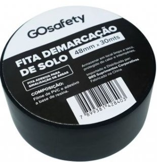 Fita Demarcacao de Solo Preta 48X30Mt Go Safety