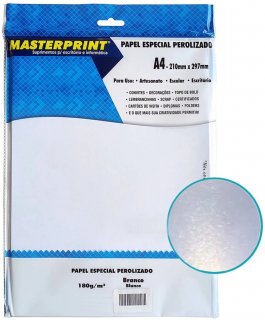 Papel A4 180Gr ** Folha Avulsa ** Masterprint Perolizado Branco