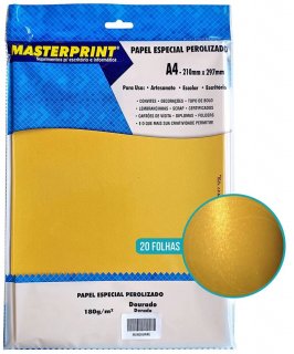 Papel A4 180Gr ** Folha Avulsa ** Masterprint Perolizado Dourado/ouro