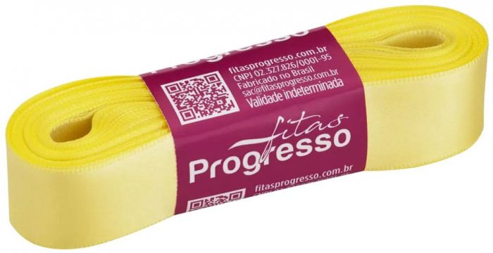 Fita Cetim 22MM X 10 MT Amarelo Canario  Cinderela