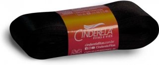 Fita Cetim 38Mm X 10 Mt Preto  Cinderela