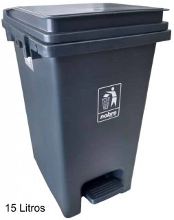 Lixeiro Plastico C/pedal 15L Cinza Nobre 58383