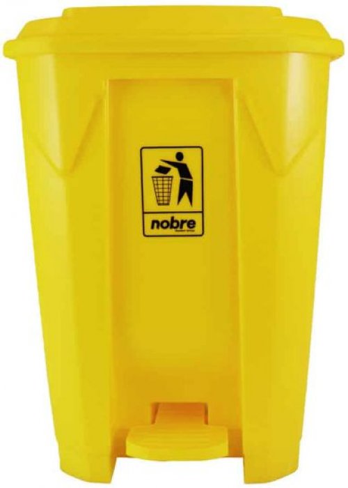 Lixeiro Plastico C/Pedal Seletivo 50L Amarelo Nobre 59179 (Metais)