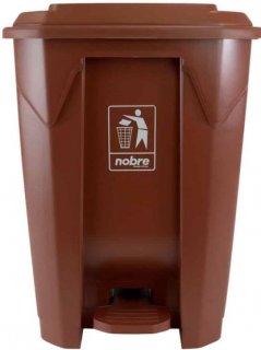 Lixeiro Plastico C/Pedal Seletivo 50L Marrom Nobre 59181 (Organico)