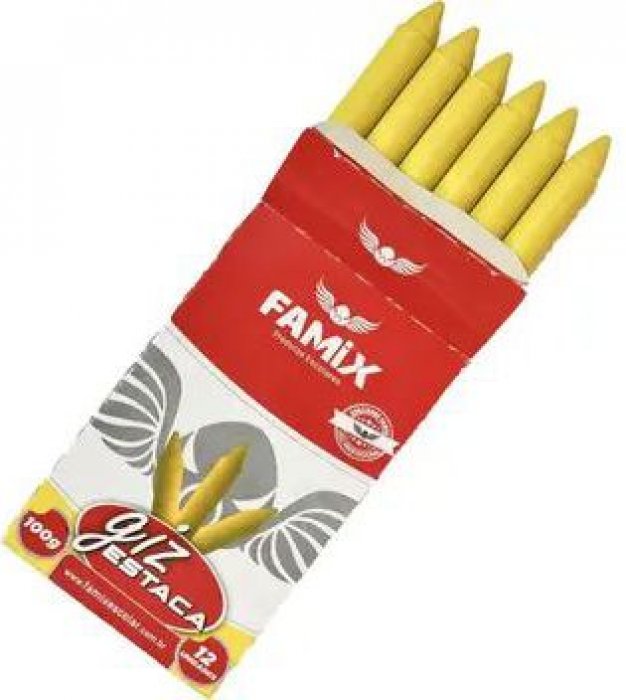 Giz Cera Estaca Amarelo **Famix - CX/12